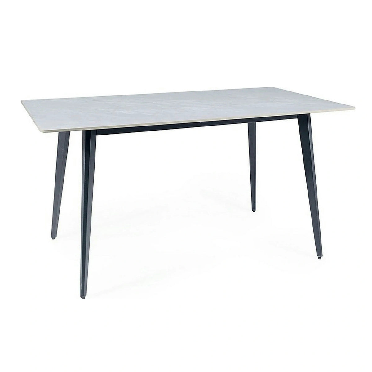 Masa IVY, alb cu efect de marmura/negru, ceramica/metal, 140x80x75 cm