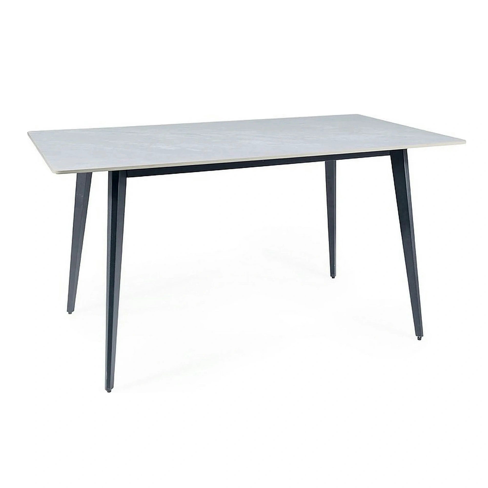 Masa IVY, alb cu efect de marmura/negru, ceramica/metal, 140x80x75 cm