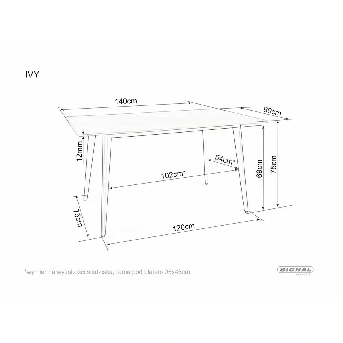 Masa IVY, alb cu efect de marmura/negru, ceramica/metal, 140x80x75 cm