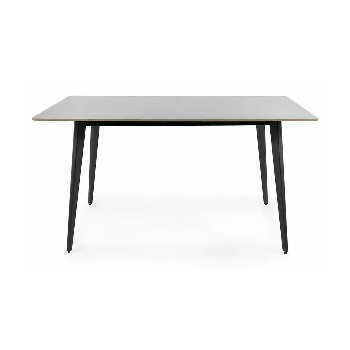 Masa IVY, alb cu efect de marmura/negru, ceramica/metal, 140x80x75 cm