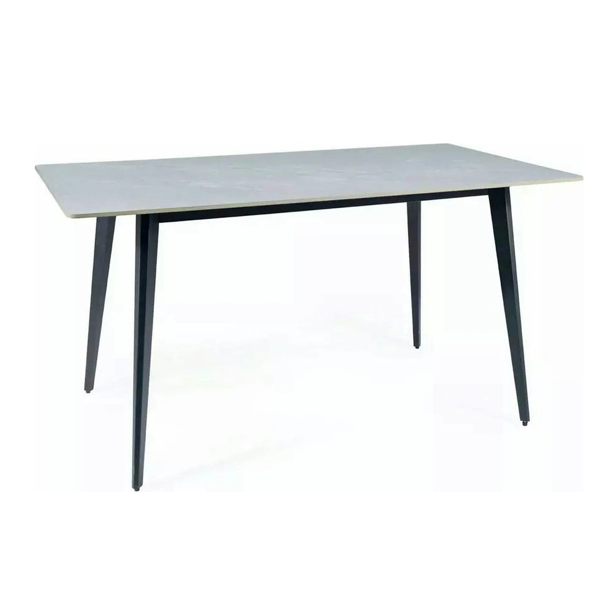 Masa IVY, alb cu efect de marmura/negru, ceramica/metal, 140x80x75 cm