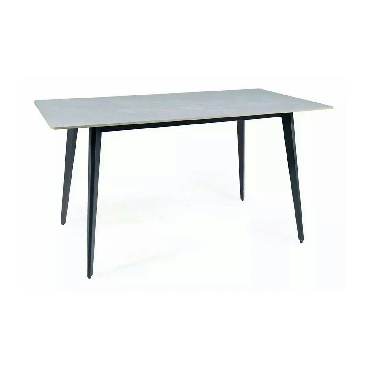 Masa IVY, alb cu efect de marmura/negru, ceramica/metal, 140x80x75 cm