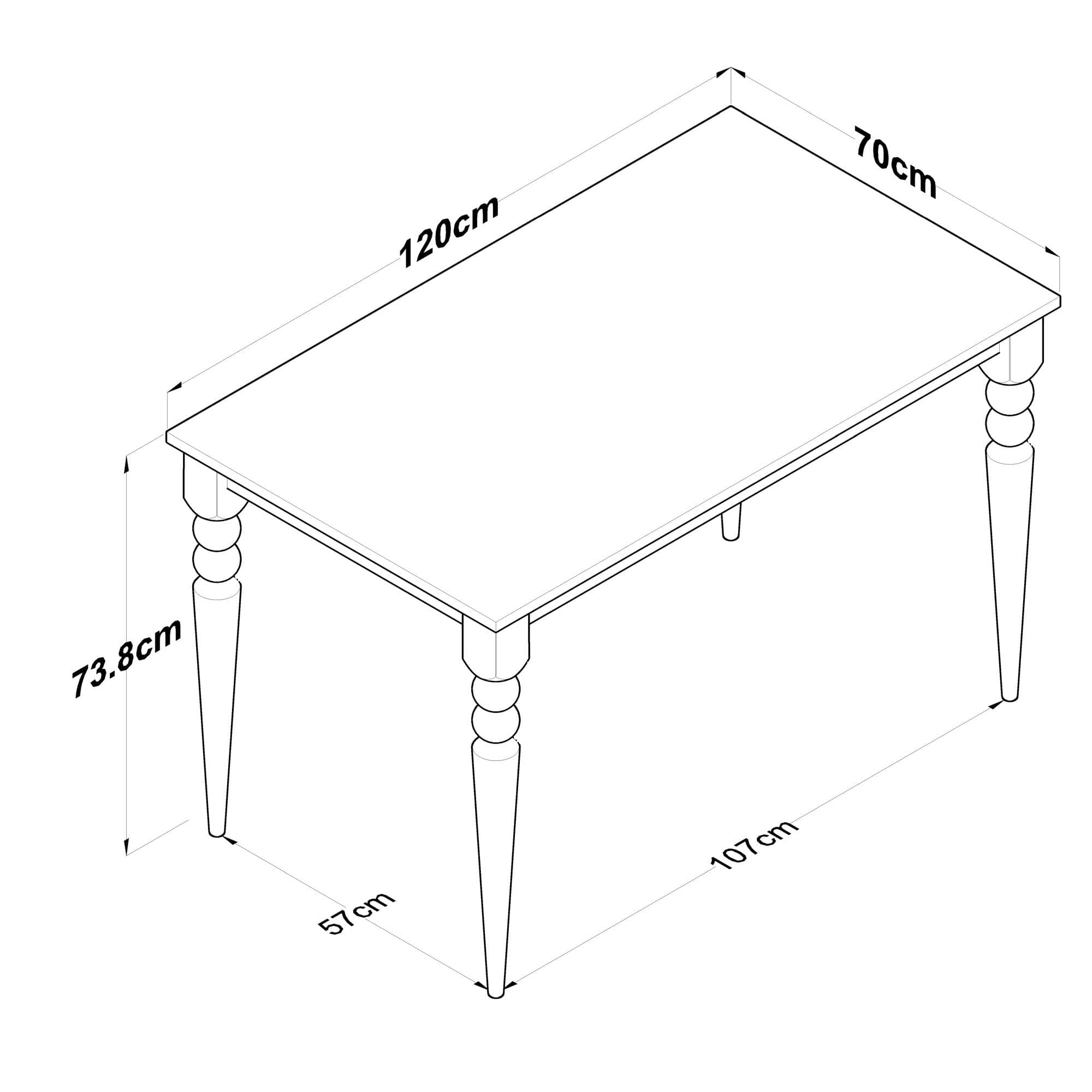 Masa JA104 - 2598, stejar/alb, PAL melaminat, 120x70x74 cm