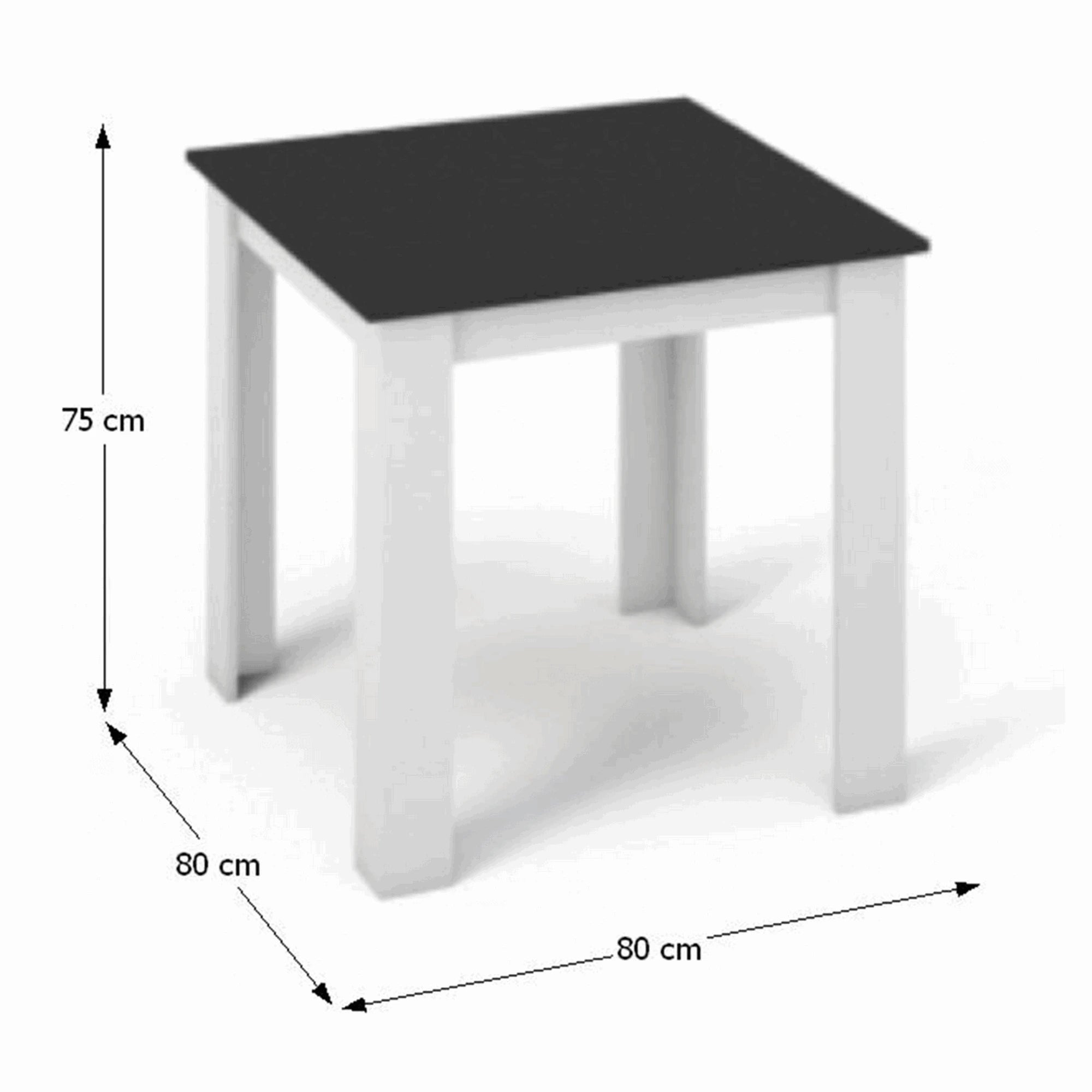 Masa KRAZ, negru/alb, PAL melaminat, 80x80x75 cm