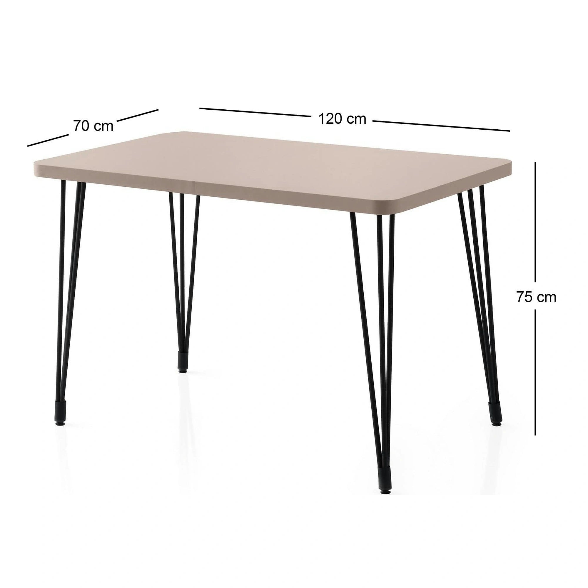 Masa LAGOS 1424, bej/negru, PAL melaminat/metal, 120x70x75 cm