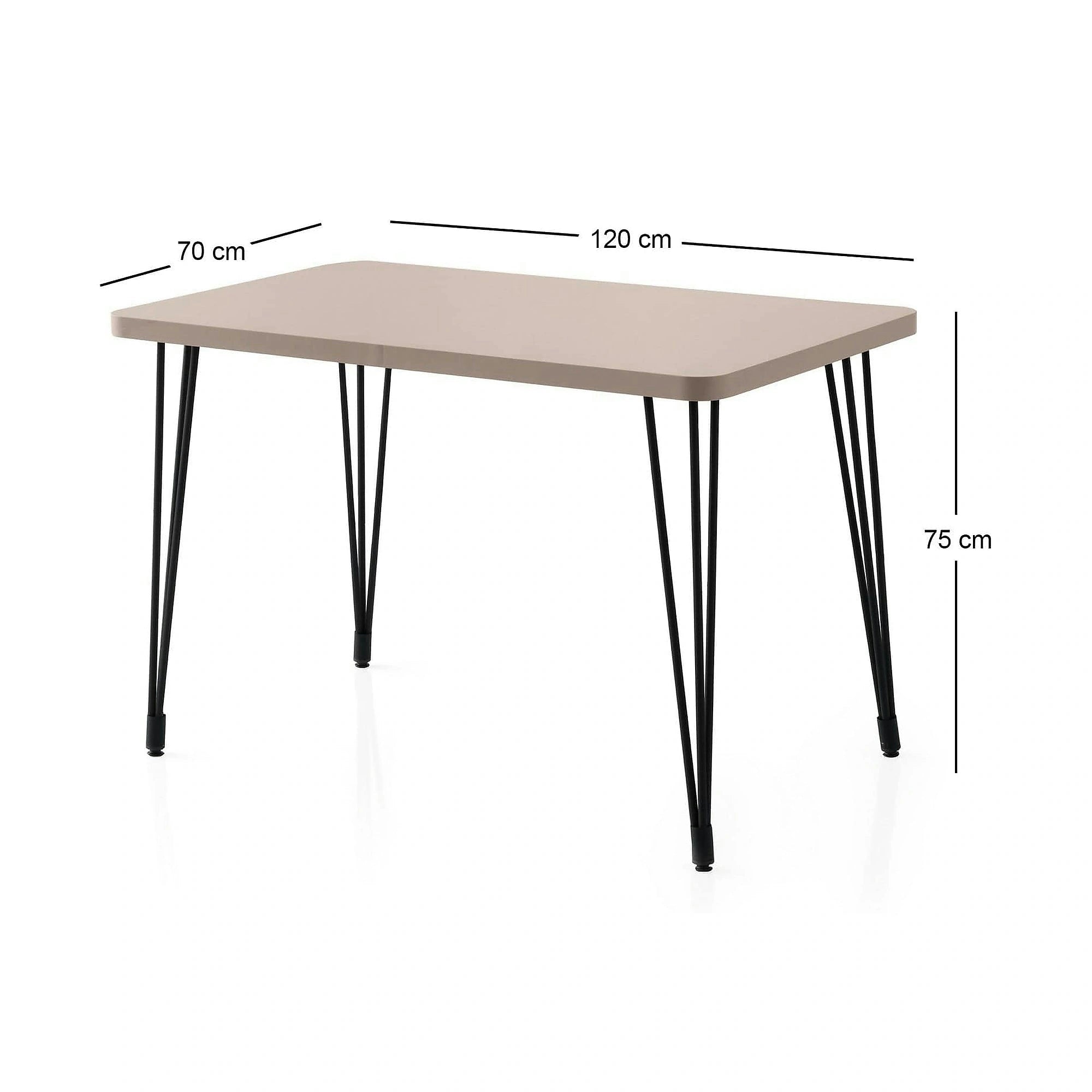 Masa LAGOS 1424, bej/negru, PAL melaminat/metal, 120x70x75 cm
