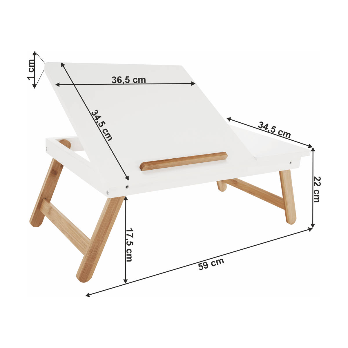 Masa laptop MELTEN, alb/stejar, 59x35x22 cm