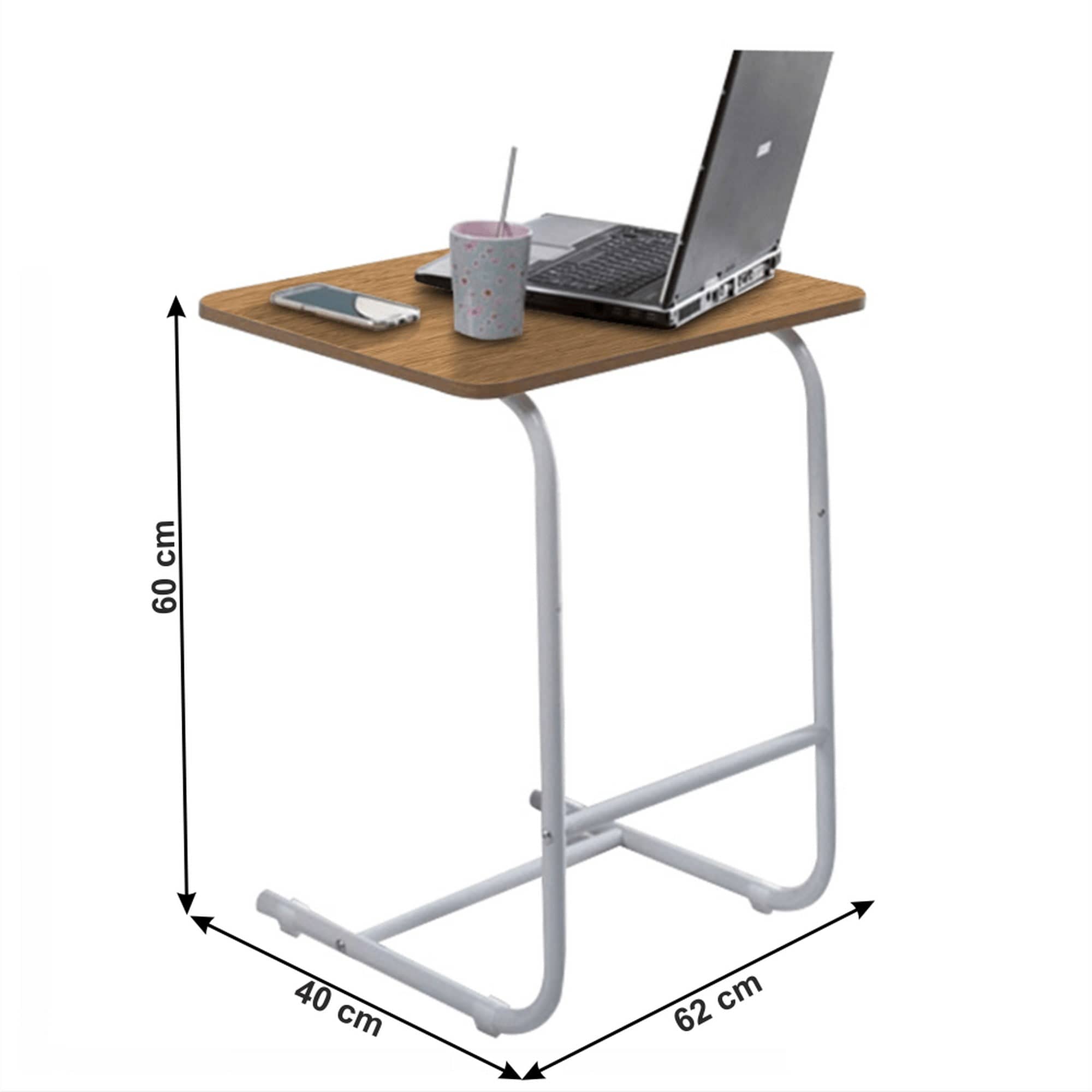 Masa laterala MARONE, stejar/alb, DTD laminat/metal, 60x40x62 cm