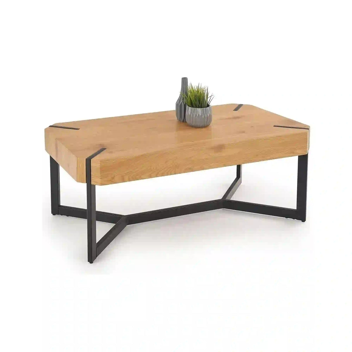 Masuta de cafea dreptughiulara LAVIDA, stejar auriu/negru, 110x60x43 cm