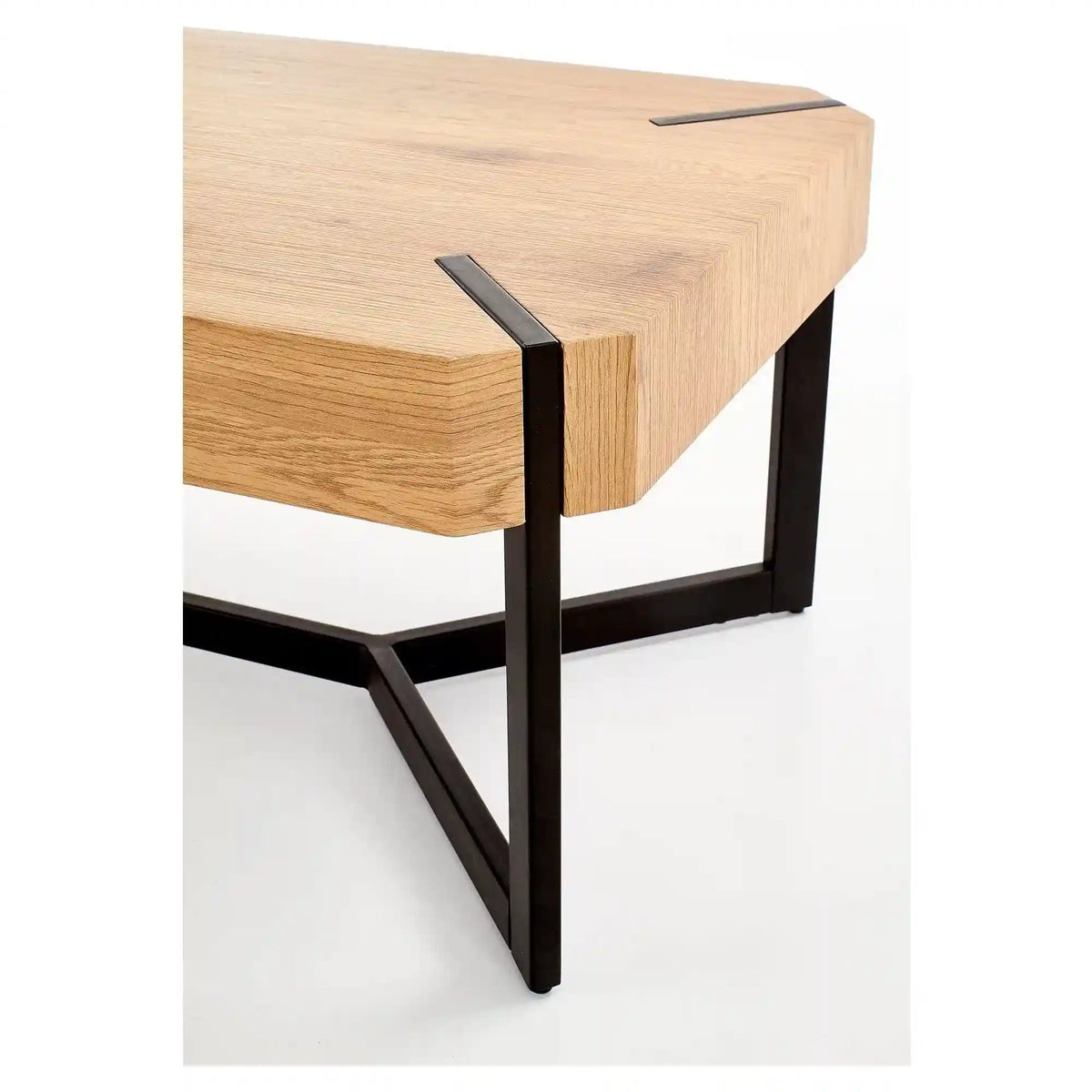 Masuta de cafea dreptughiulara LAVIDA, stejar auriu/negru, 110x60x43 cm