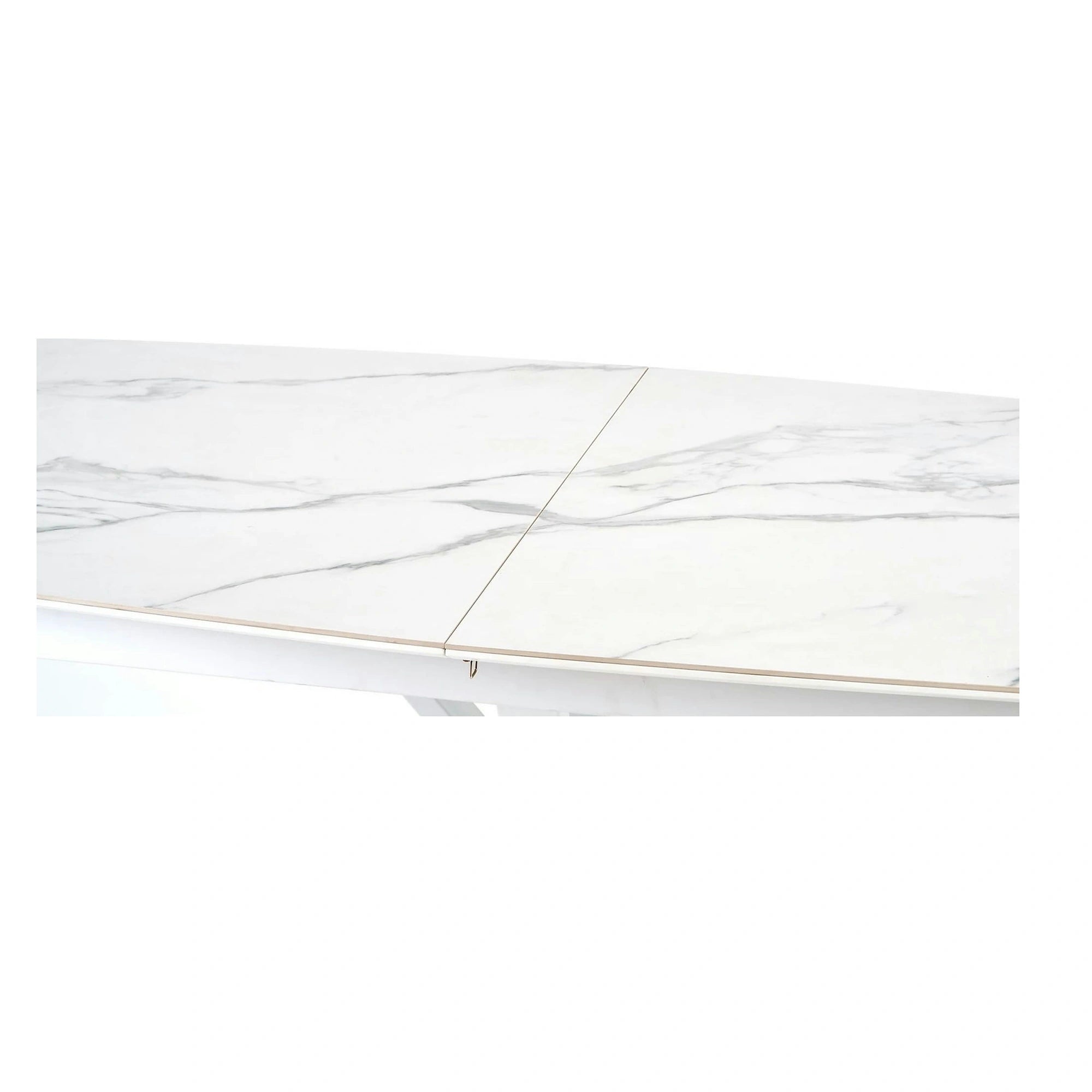 Masa living extensibila alba VIVALDI, ceramica/metal, 160/200x90x78 cm