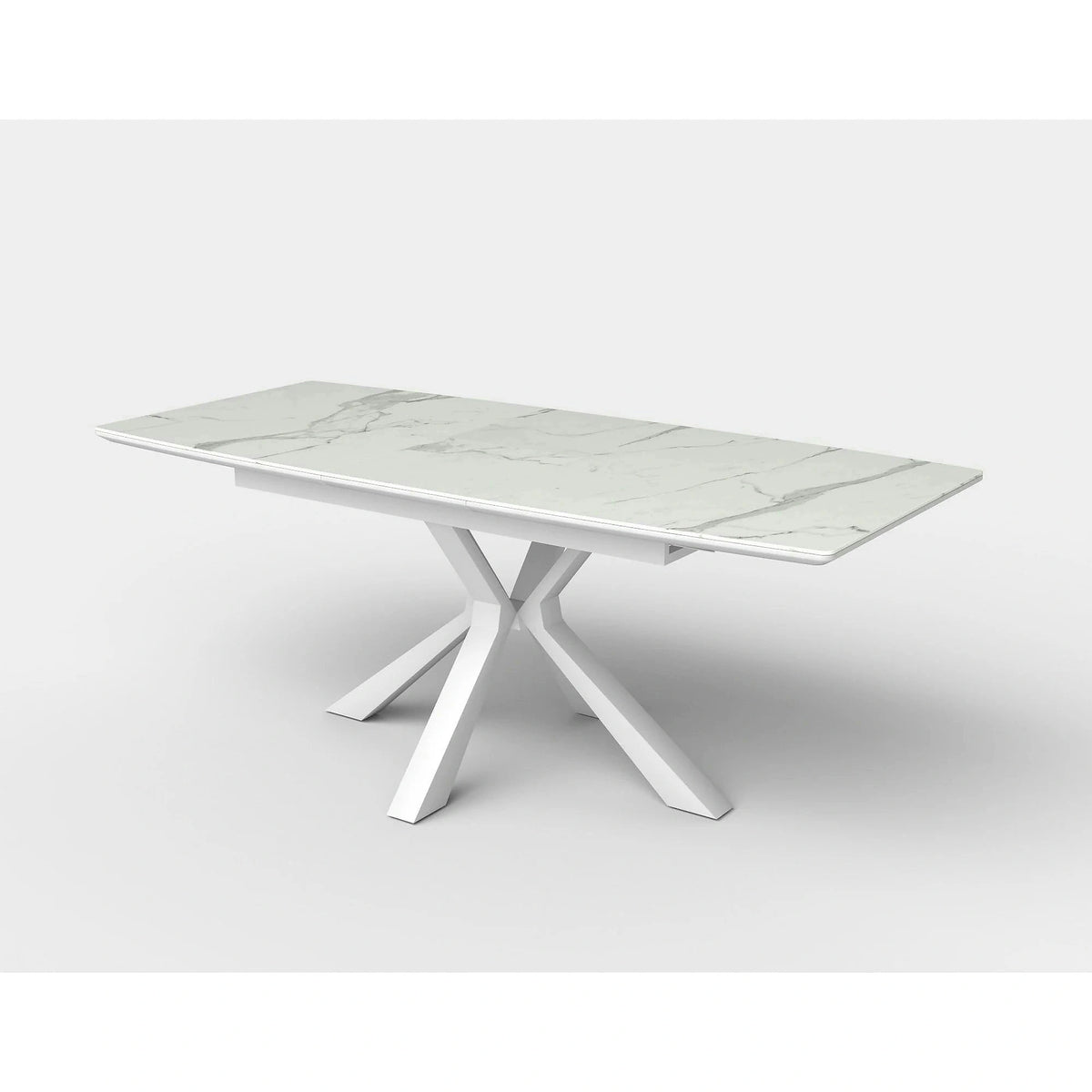 Masa living extensibila alba VIVALDI, ceramica/metal, 160/200x90x78 cm