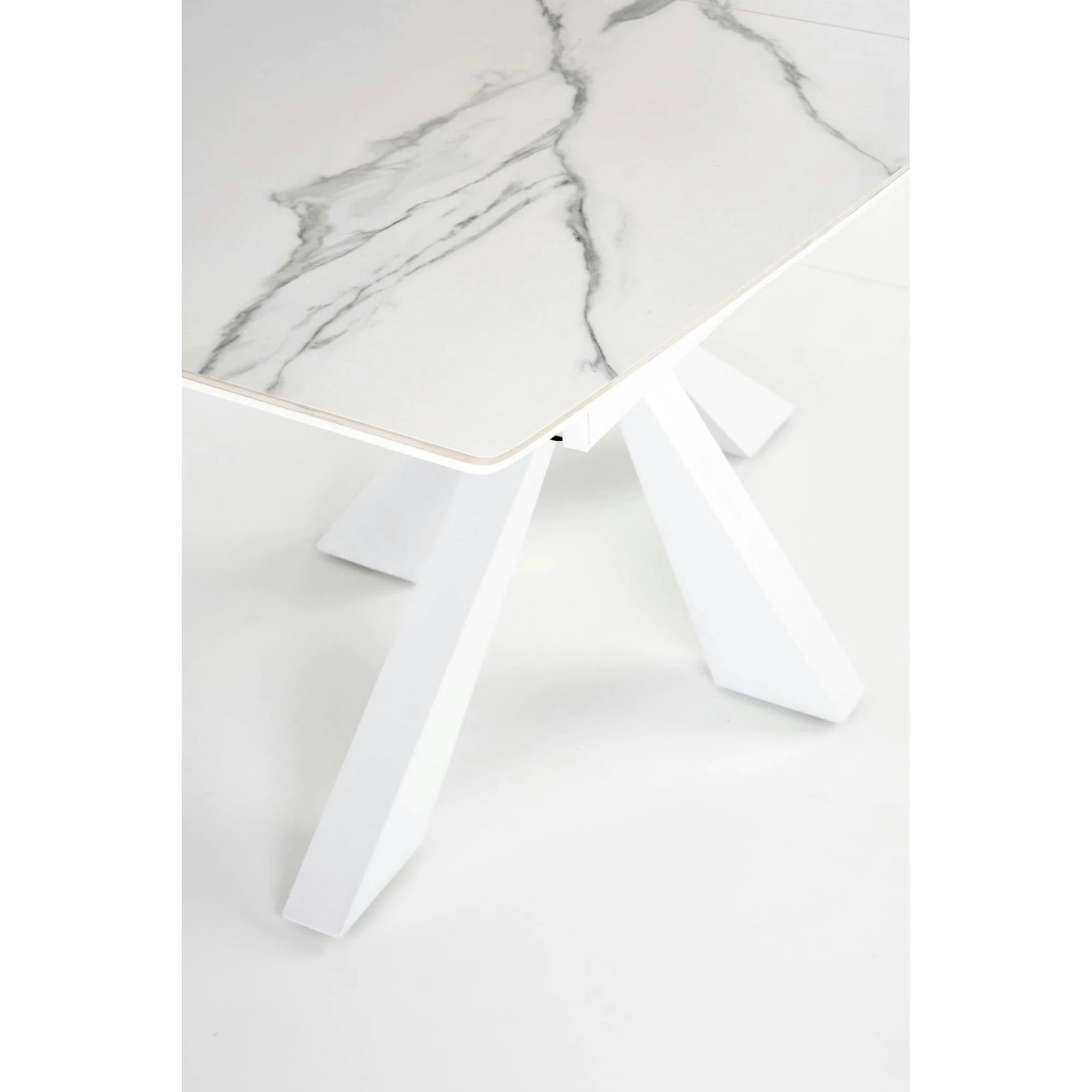 Masa living extensibila alba VIVALDI, ceramica/metal, 160/200x90x78 cm