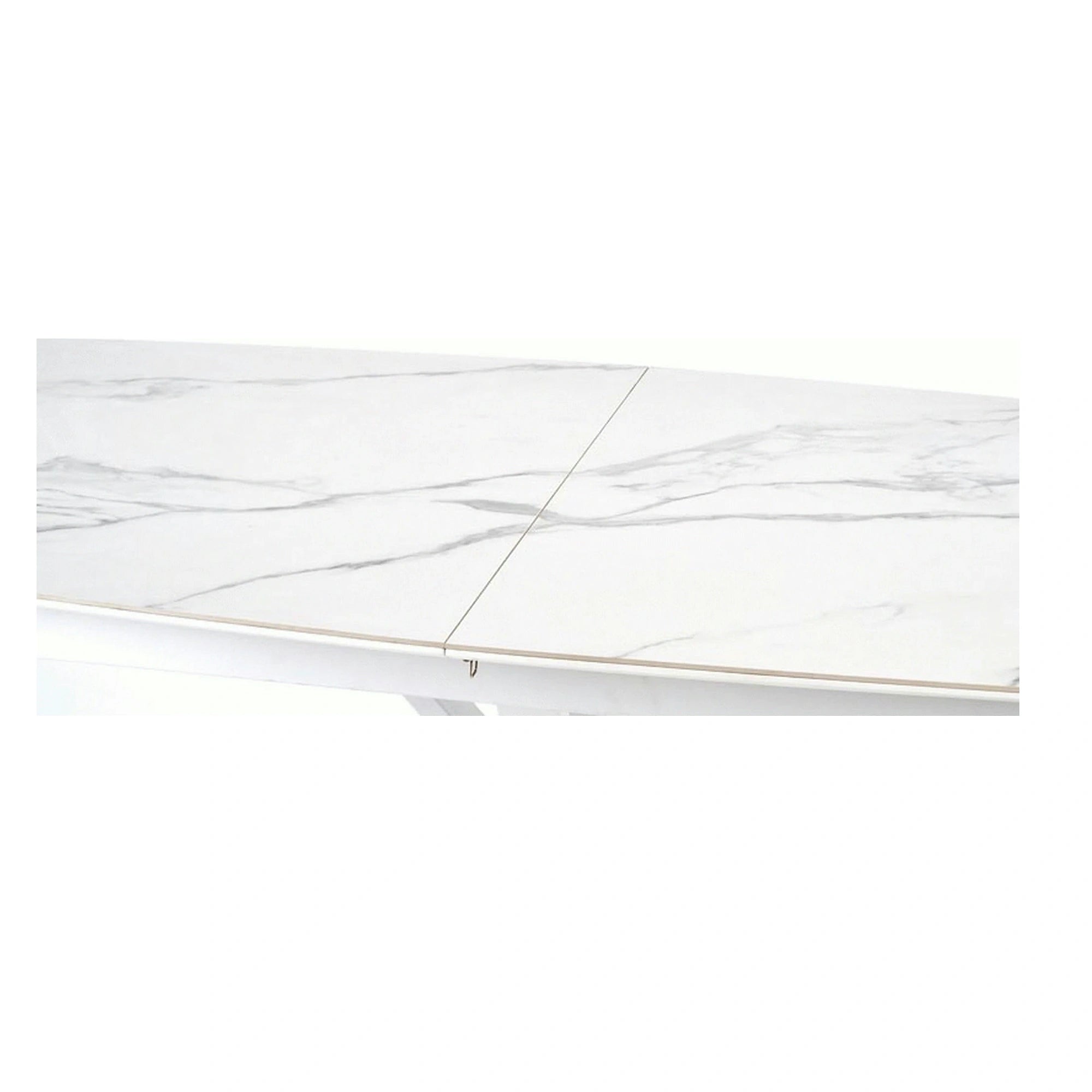Masa living extensibila alba VIVALDI, ceramica/metal, 160/200x90x78 cm