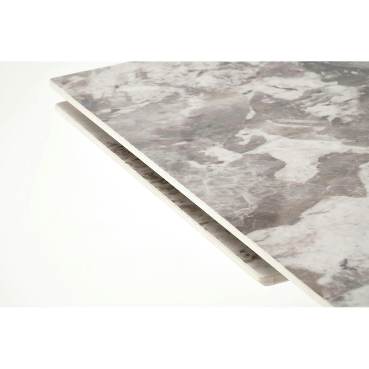 Masa living lux FERNANDO, alb/negru, ceramica/metal, 160/240x92x75 cm