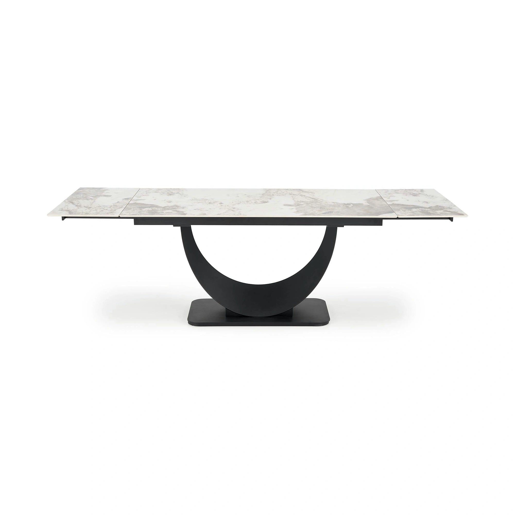 Masa living lux FERNANDO, alb/negru, ceramica/metal, 160/240x92x75 cm