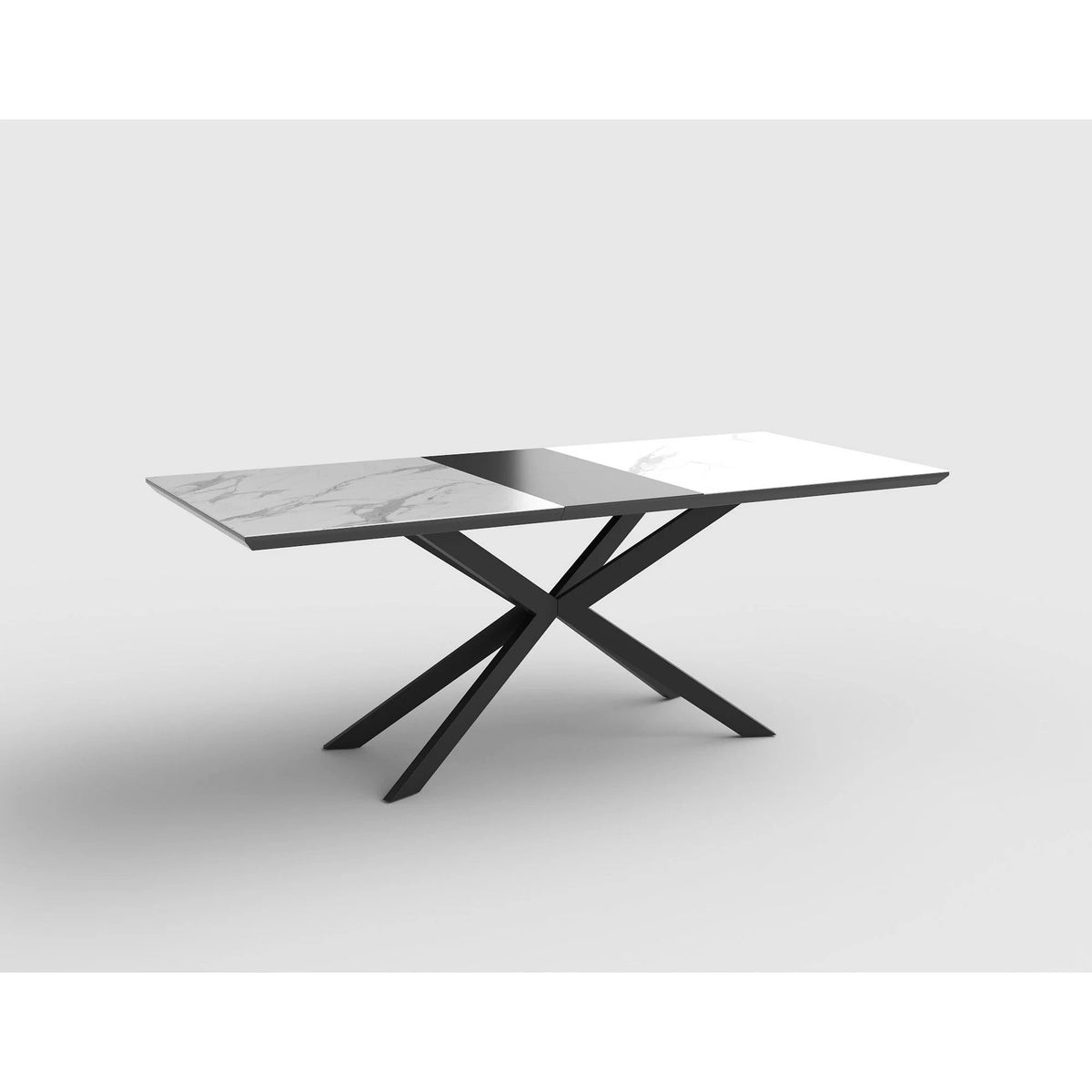 Masa living marmura DIESEL, alb/negru, 160/200x90x76 cm