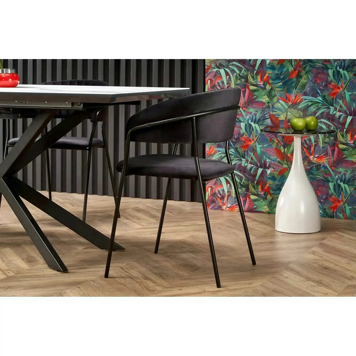 Masa living marmura DIESEL, alb/negru, 160/200x90x76 cm