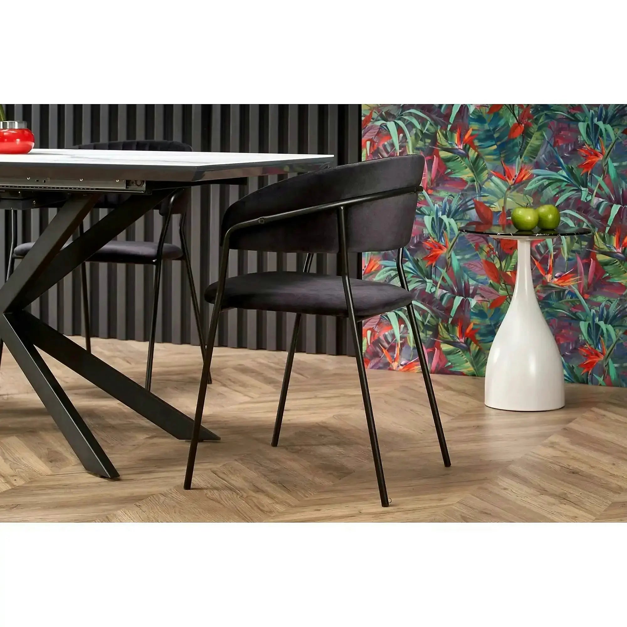 Masa living marmura DIESEL, alb/negru, 160/200x90x76 cm