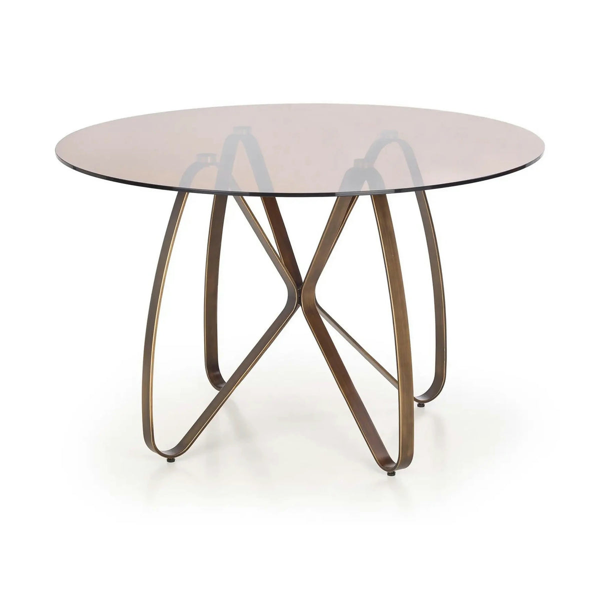 Masa LUNGO, maro/auriu, sticla securizata/metal, 120x120x76 cm