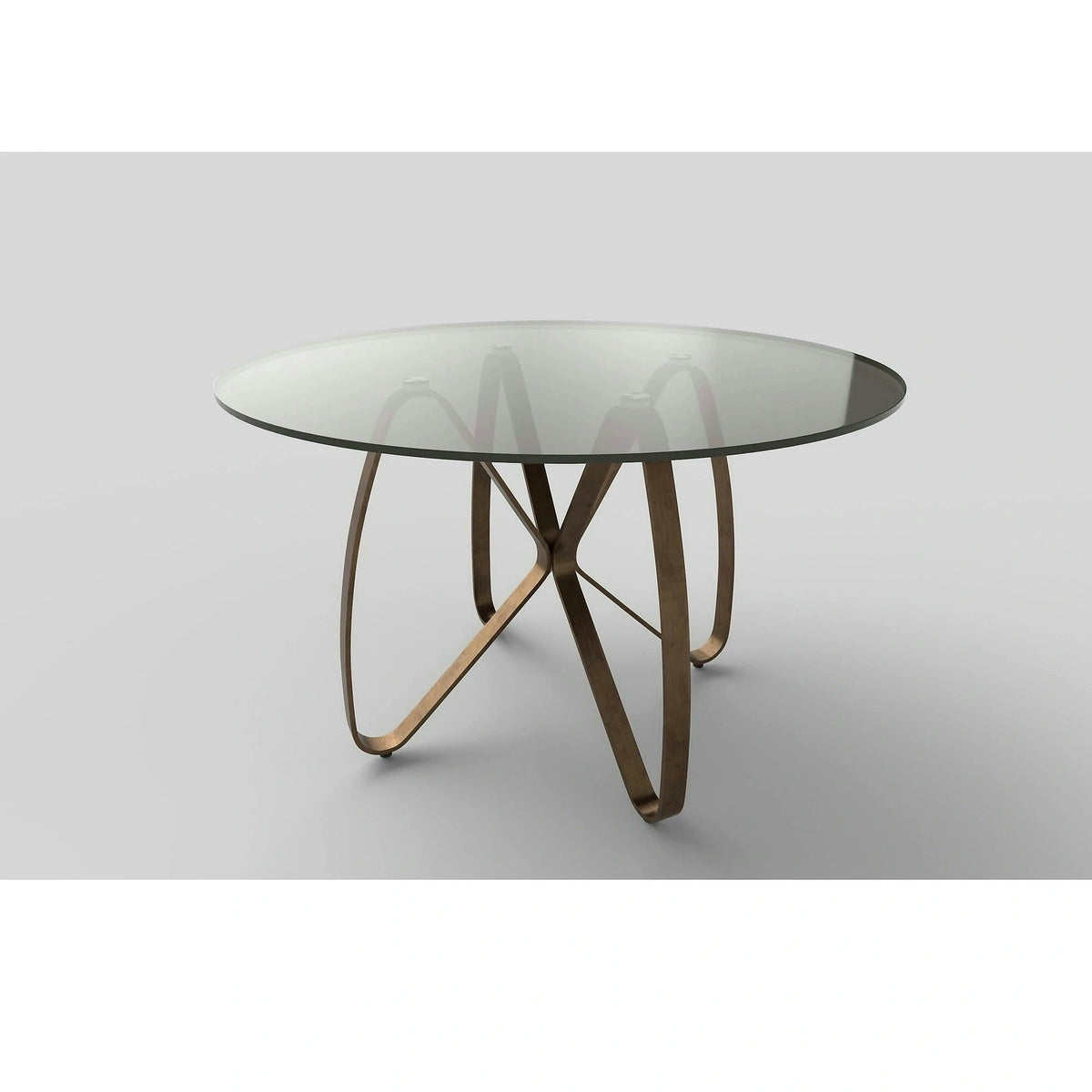 Masa LUNGO, maro/auriu, sticla securizata/metal, 120x120x76 cm