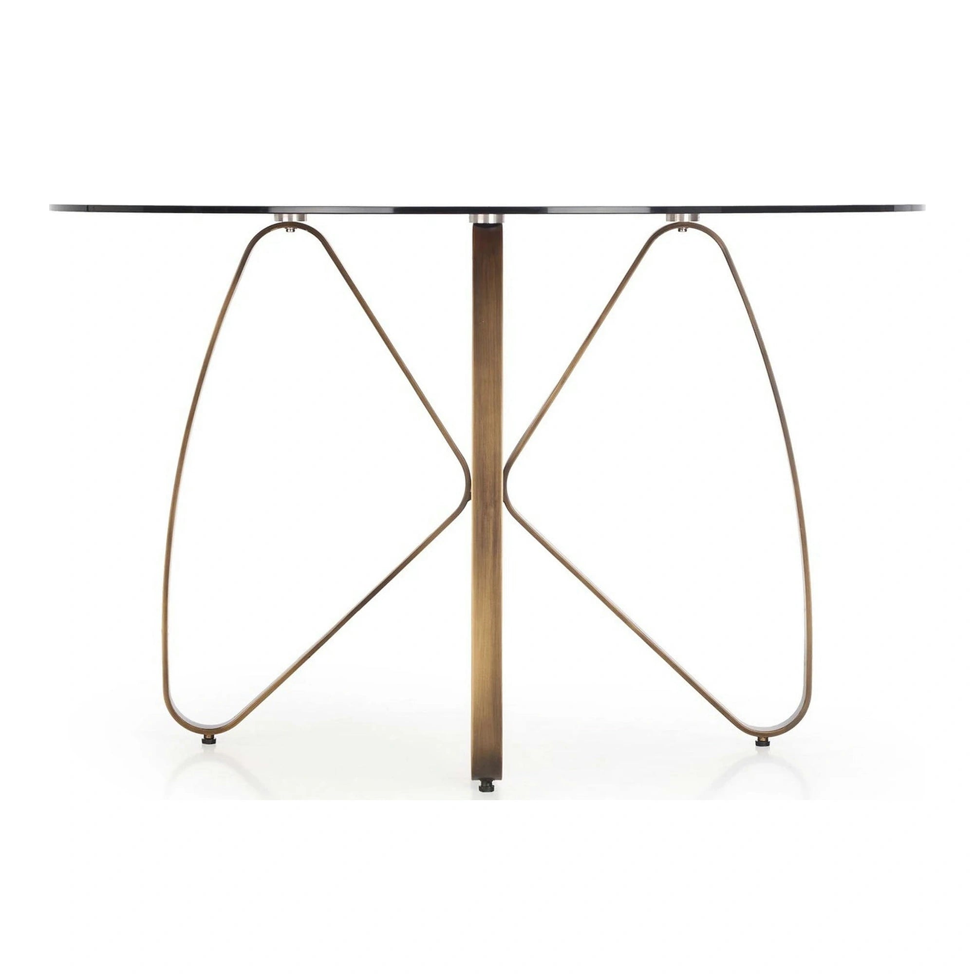 Masa LUNGO, maro/auriu, sticla securizata/metal, 120x120x76 cm