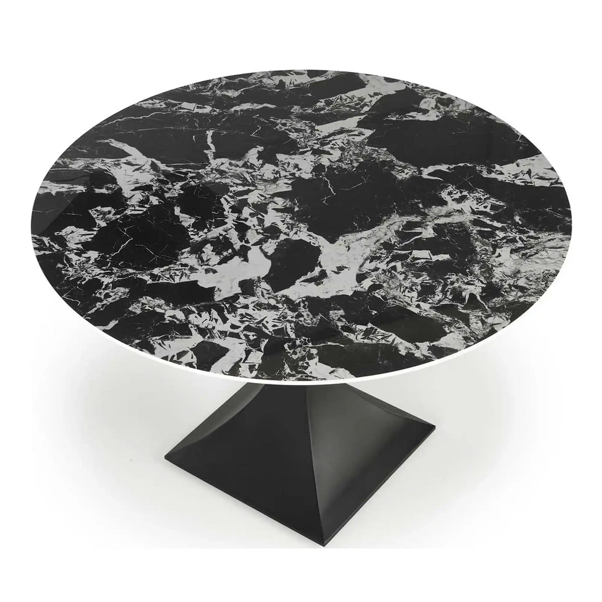 Masa MANUEL, negru, ceramica/metal, 120x120x77 cm