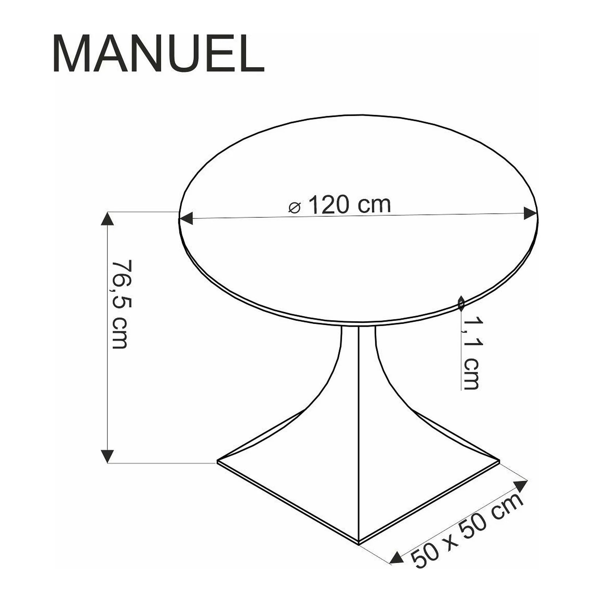 Masa MANUEL, negru, ceramica/metal, 120x120x77 cm