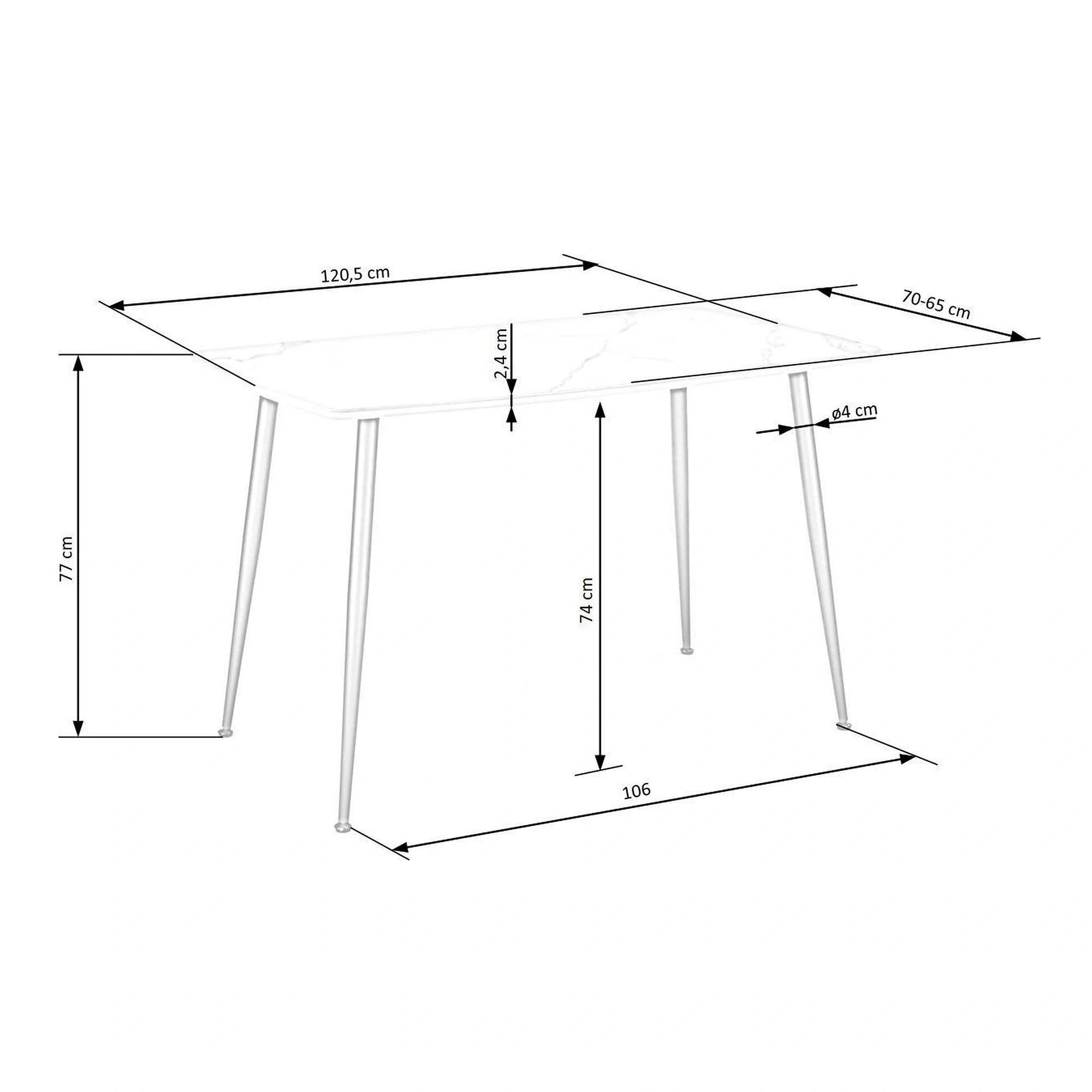 Masa MARCO, alb/negru, 120x70x77 cm