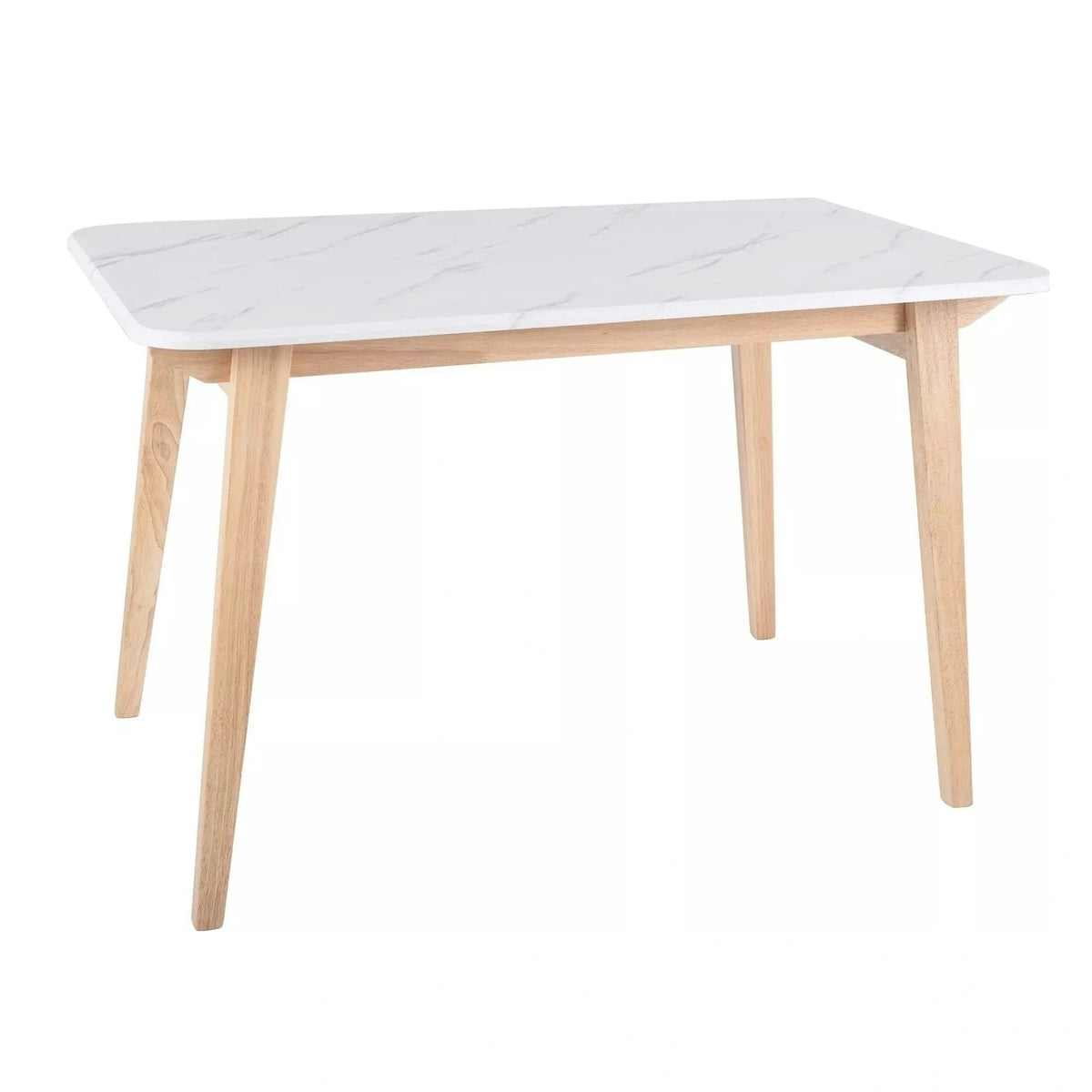 Masa MARCUS, alb cu efect de marmura/stejar, 120x75x76 cm