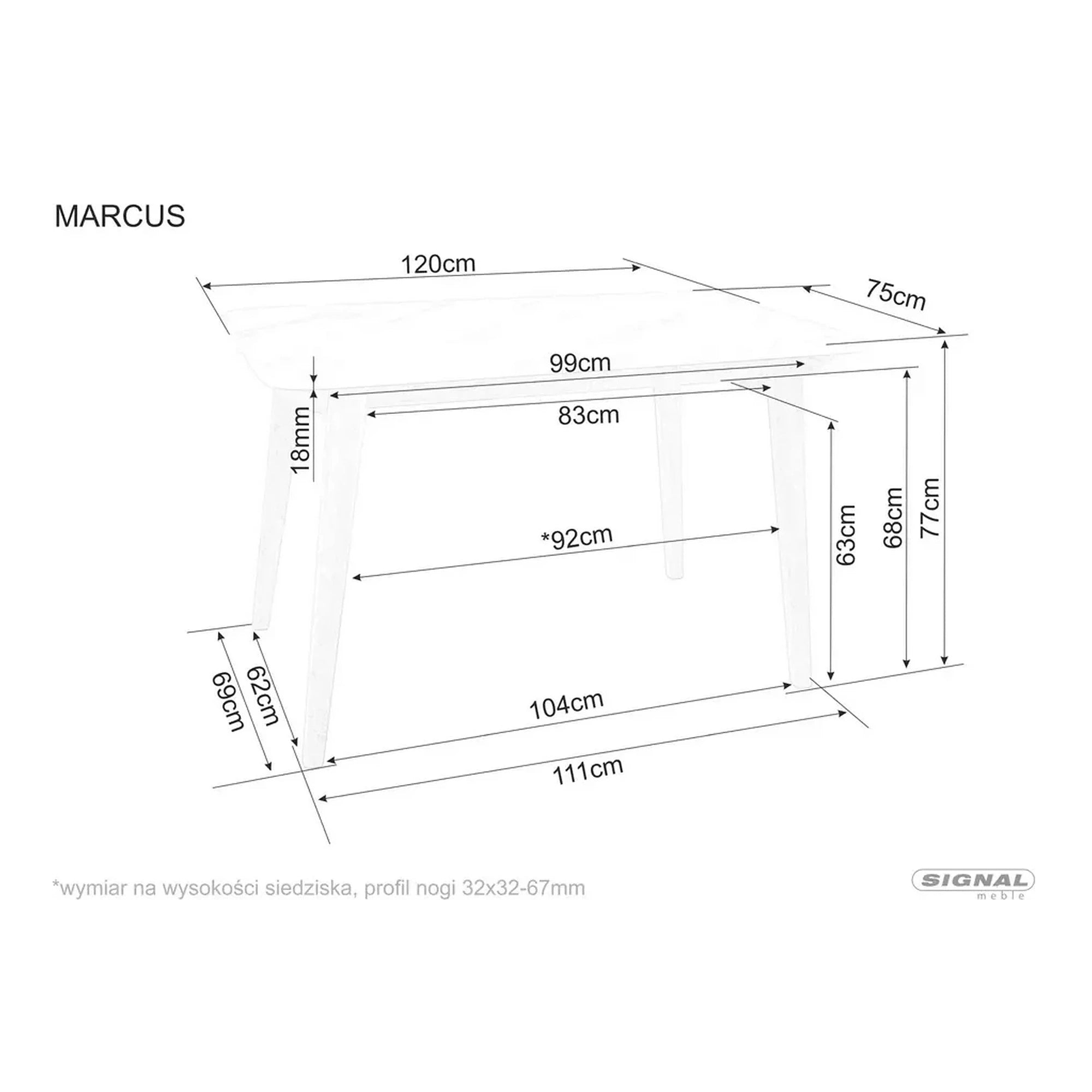 Masa MARCUS, alb cu efect de marmura/stejar, 120x75x76 cm