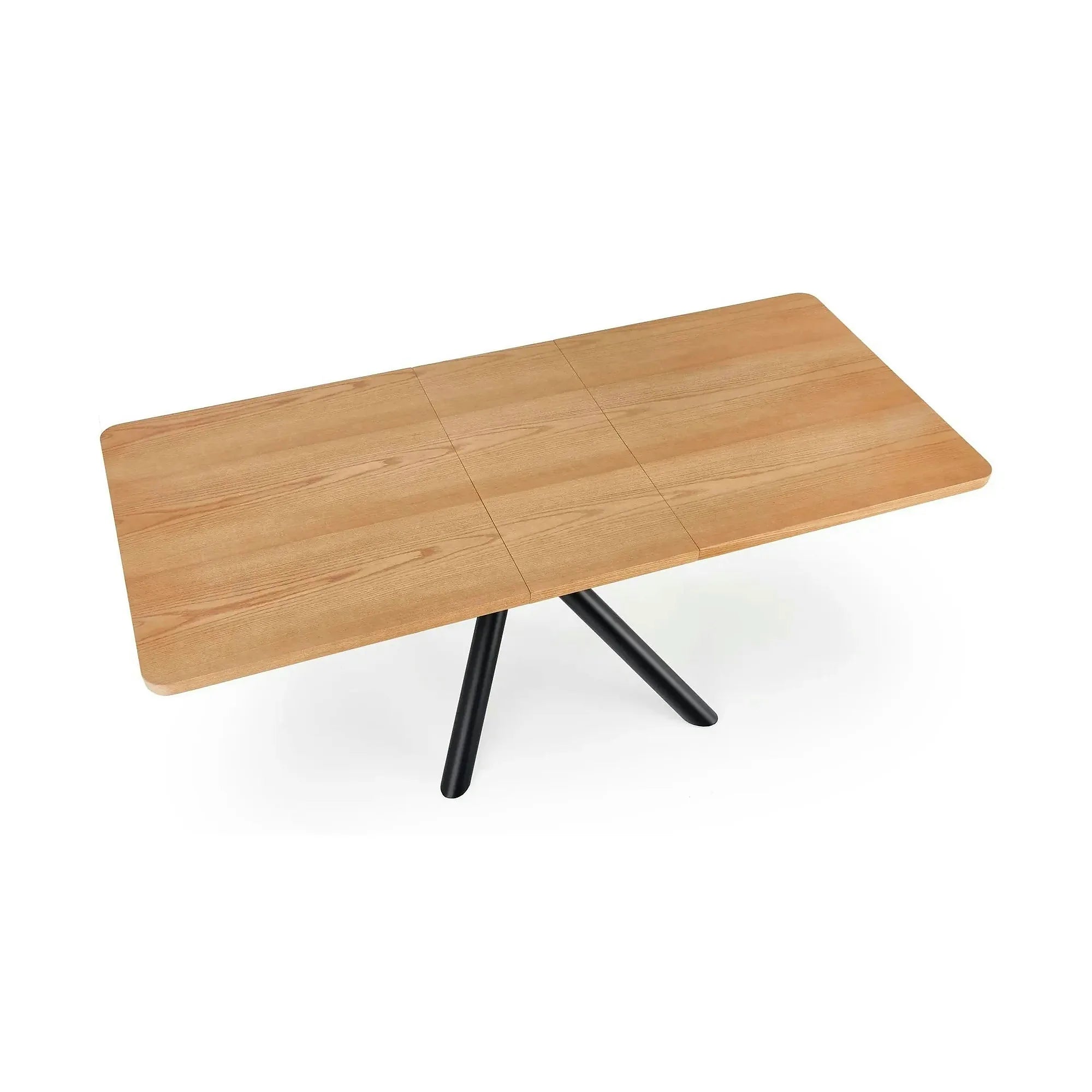 Masa mare living DERRICK, stejar natural/negru, 160/200x90x75 cm