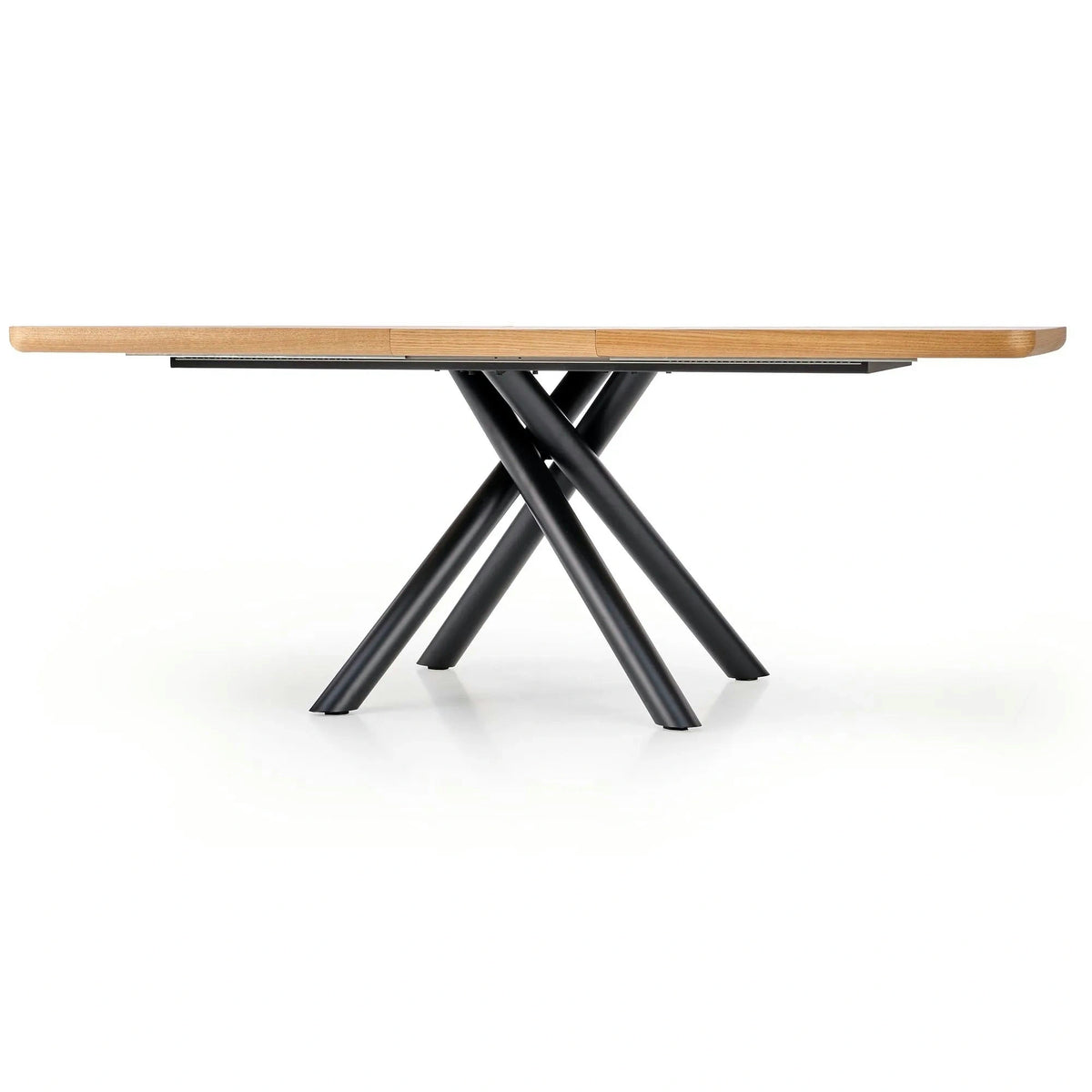 Masa mare living DERRICK, stejar natural/negru, 160/200x90x75 cm