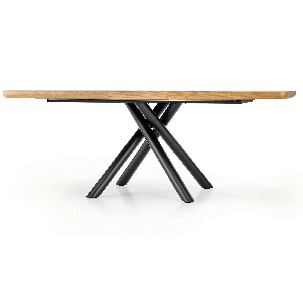 Masa mare living DERRICK, stejar natural/negru, 160/200x90x75 cm