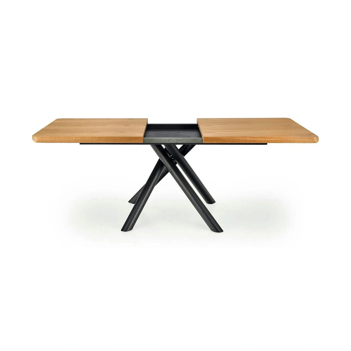 Masa mare living DERRICK, stejar natural/negru, 160/200x90x75 cm