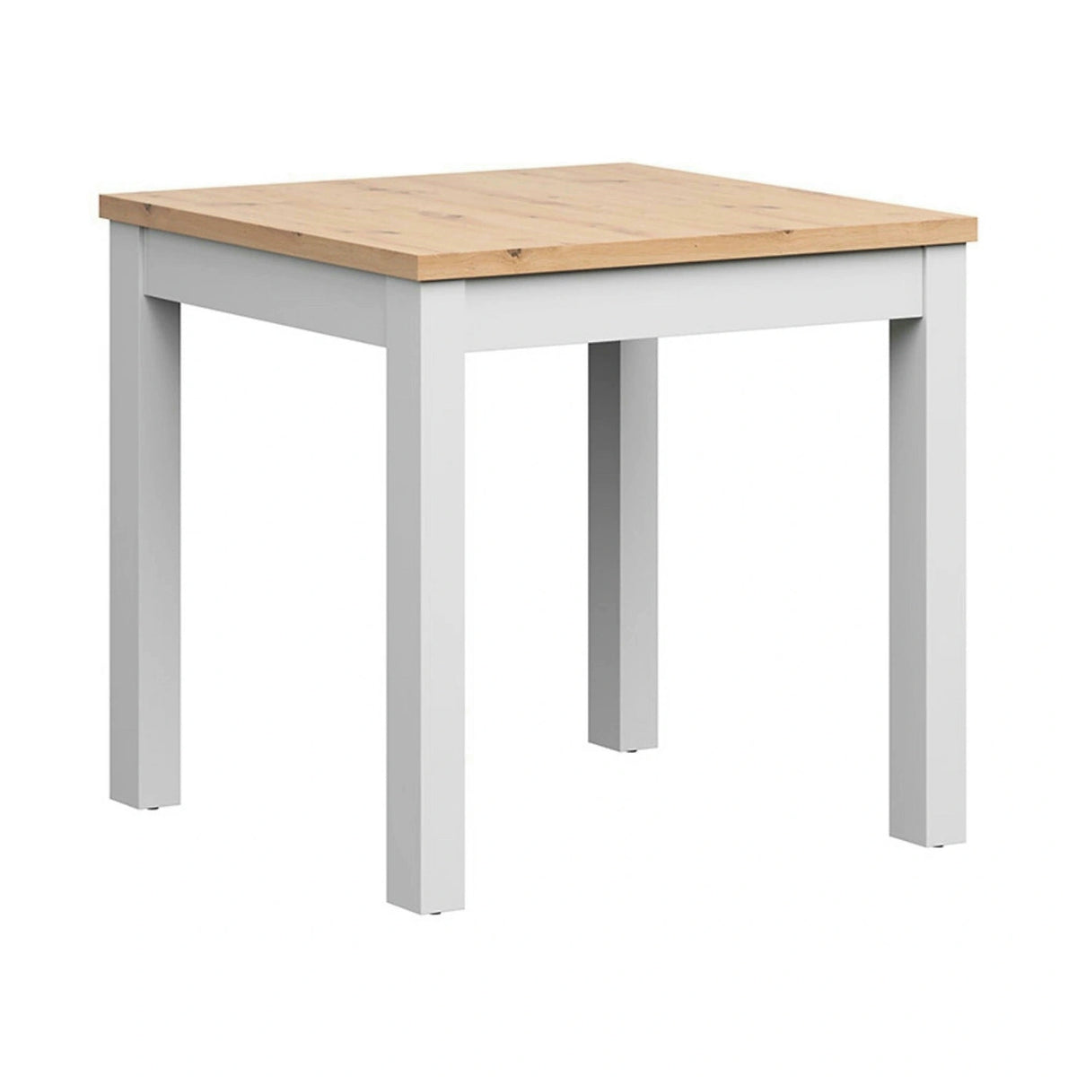 Masa MAREN, stejar artisan/alb, PAL laminat/lemn, 80x80x77 cm
