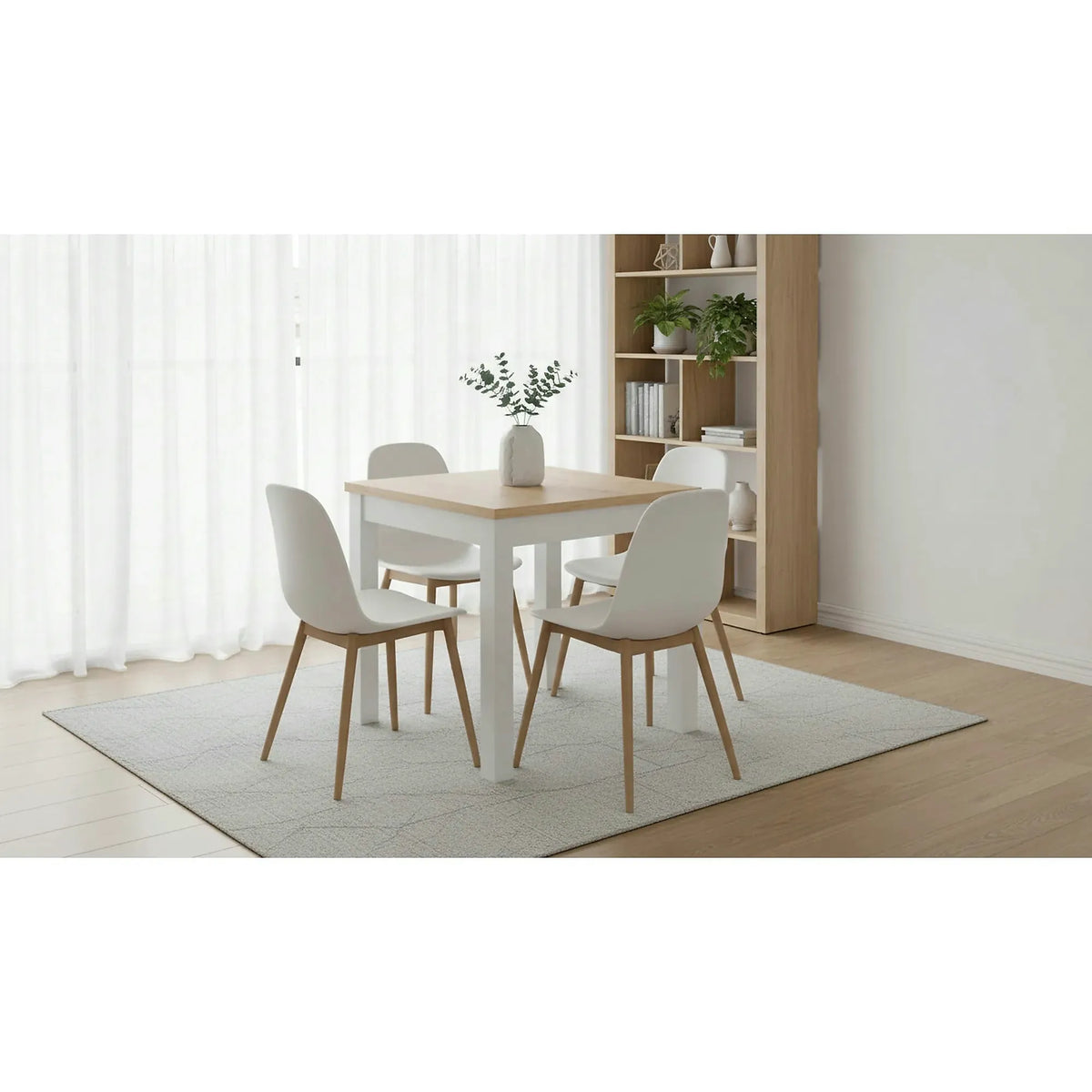 Masa MAREN, stejar artisan/alb, PAL laminat/lemn, 80x80x77 cm