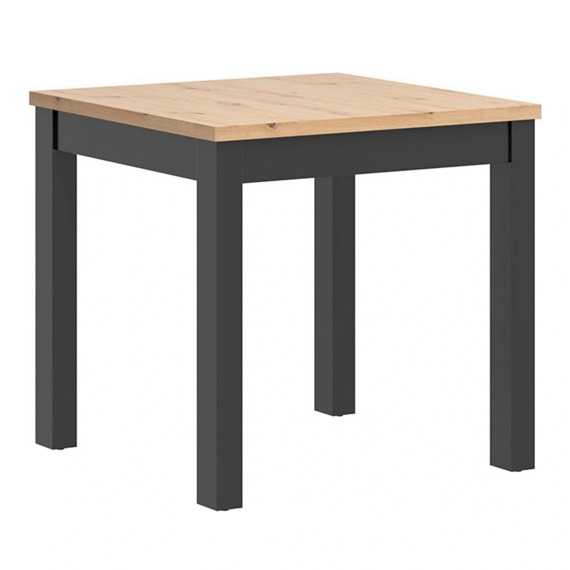 Masa MAREN, stejar artisan/negru, PAL laminat/lemn, 80x80x77 cm