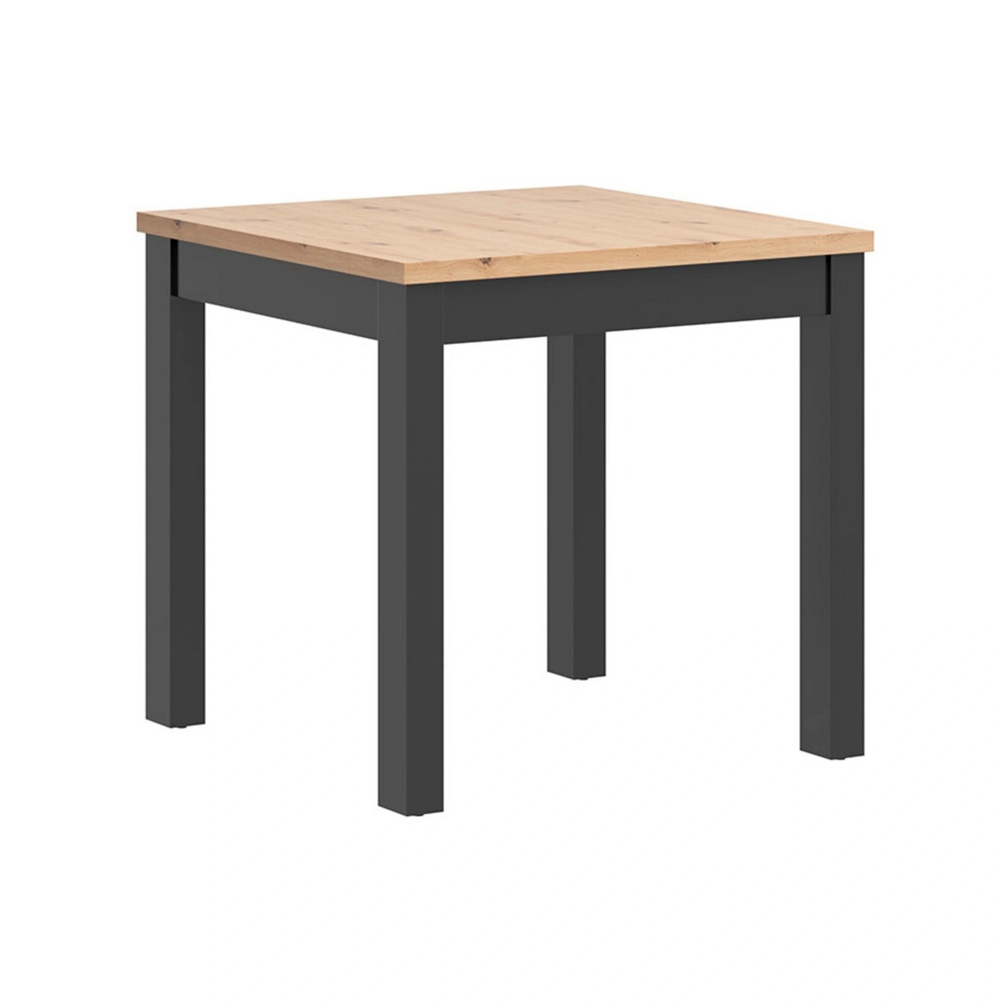Masa MAREN, stejar artisan/negru, PAL laminat/lemn, 80x80x77 cm