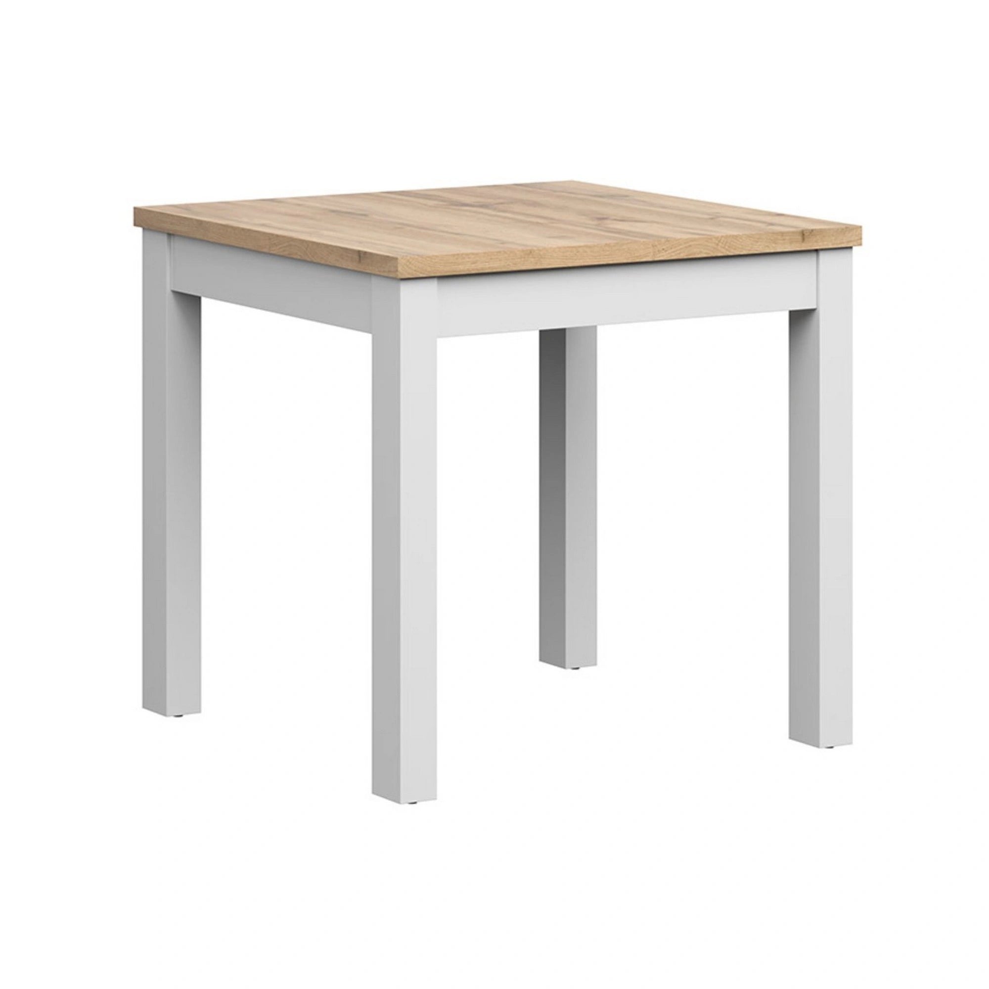 Masa MAREN, stejar wotan/alb, PAL laminat/lemn, 80x80x77 cm