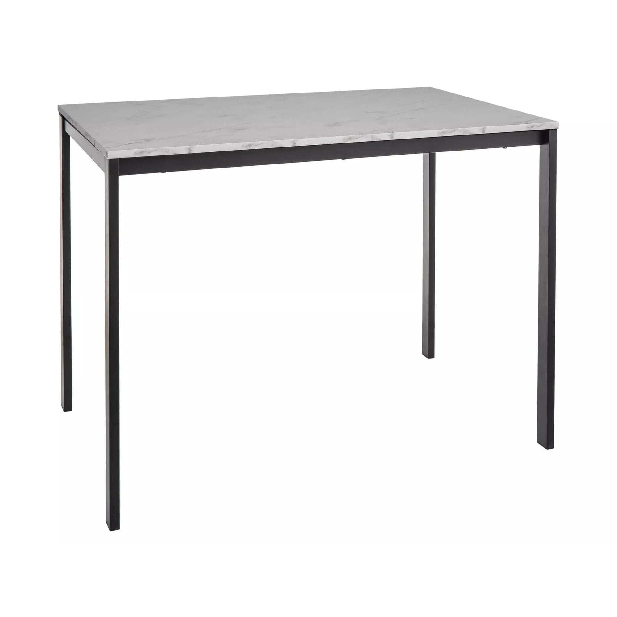 Masa MARIO, alb cu efect de marmura/negru, 100x60x75 cm