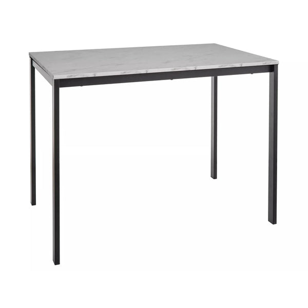 Masa MARIO, alb cu efect de marmura/negru, 100x60x75 cm