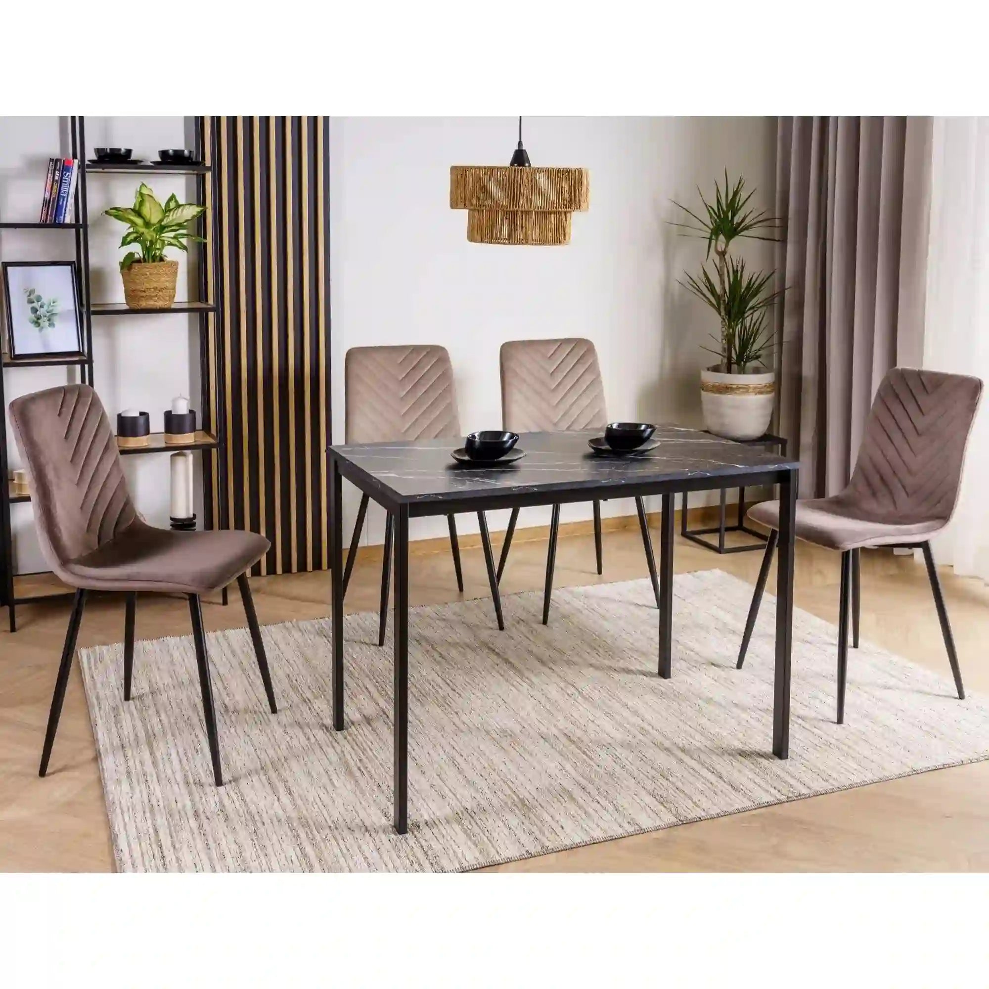 Masa MARIO, negru cu efect de marmura, 100x60x75 cm