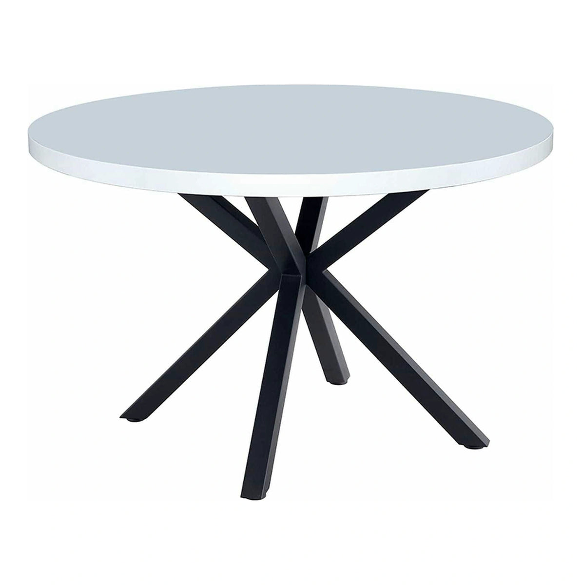 Masa MEDOR, alb mat/negru, 120x120x76 cm