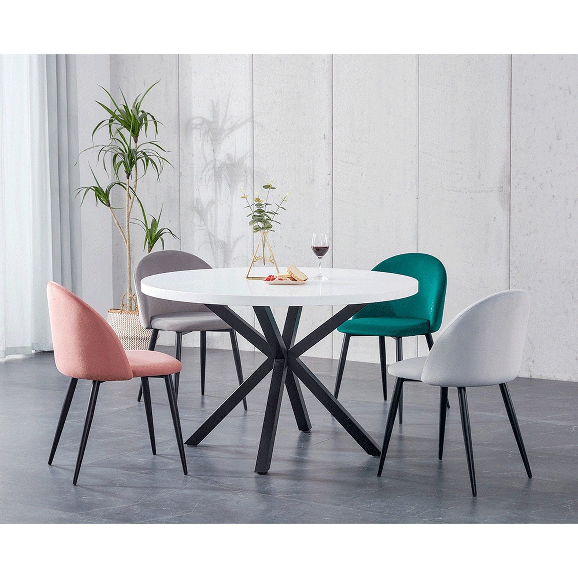 Masa MEDOR, alb mat/negru, 120x120x76 cm