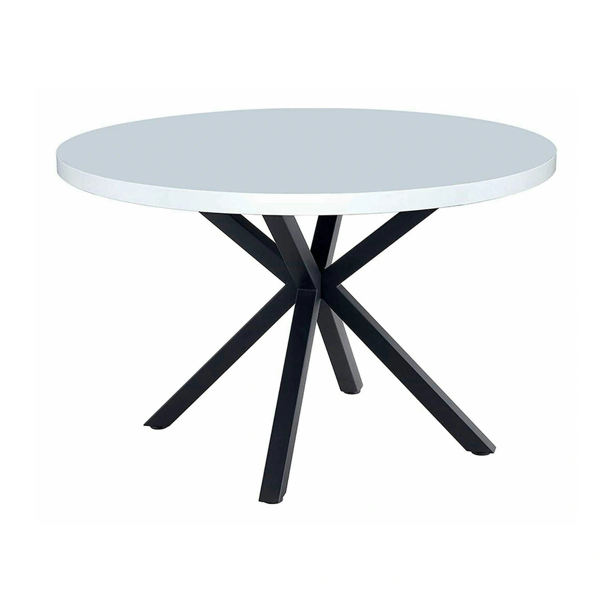 Masa MEDOR, alb mat/negru, 120x120x76 cm