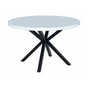 Masa MEDOR, alb mat/negru, 120x120x76 cm