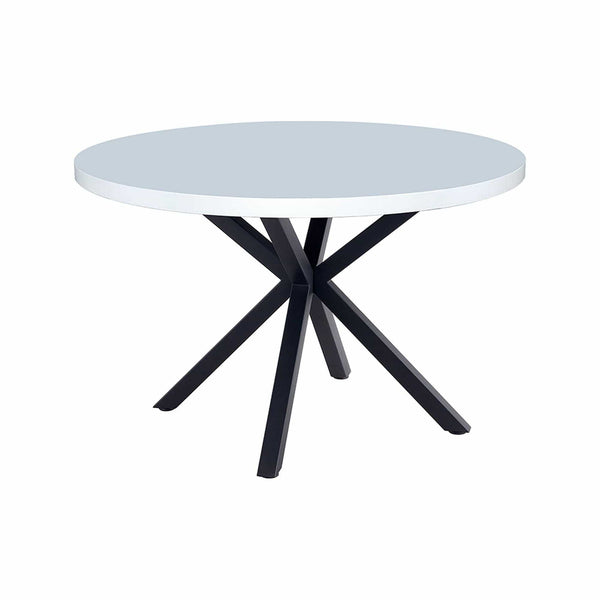 Masa MEDOR, alb mat/negru, 120x120x76 cm