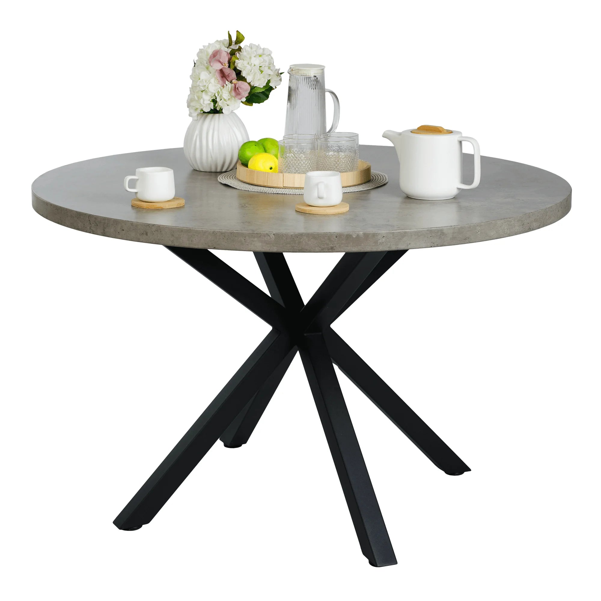 Masa MEDOR, gri carbon/negru, 120x120x76 cm