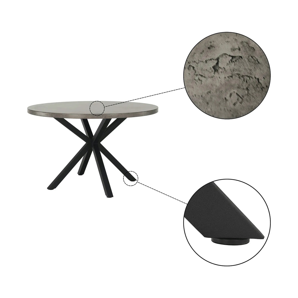 Masa MEDOR, gri carbon/negru, 120x120x76 cm